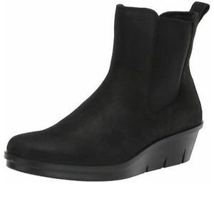 ECCO SKYLER Pull On Wedge stretch Chelsea Boots Black Oil Nubuck SZ 42 EU